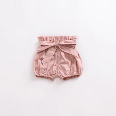 Летняя одежда для маленьких девочек футболки для девочек ясельного возраста галстук-бабочка для девочек шорты с оборками горячие штаны PP Короткие шаровары Ropa Bebe Verano - Цвет: pink girls shorts