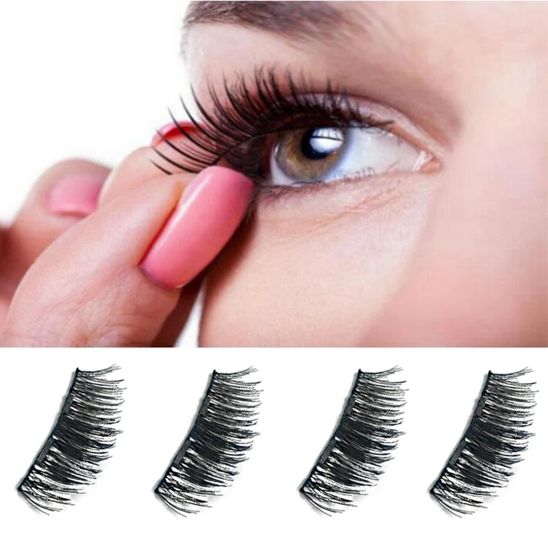 4 шт. Многоразовые Накладные ресницы 3D магнитные|natural eyelashes|false eyelashes longfalse |