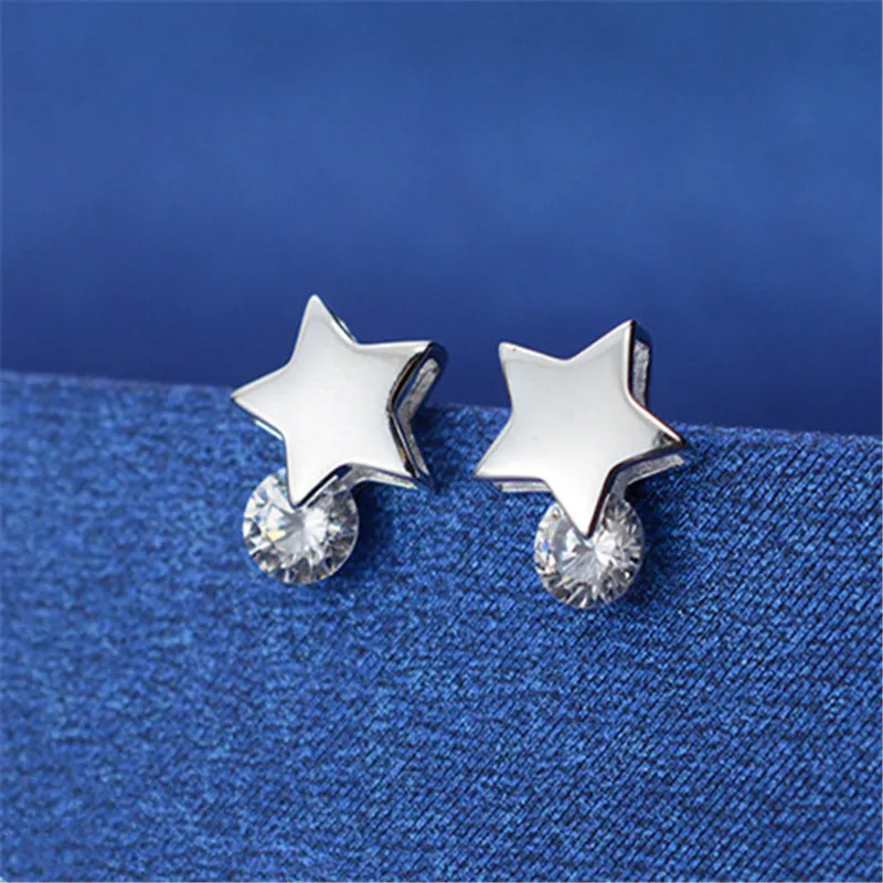 

925 Sterling silver Stud earrings set drill The stars Women fashion jewelry