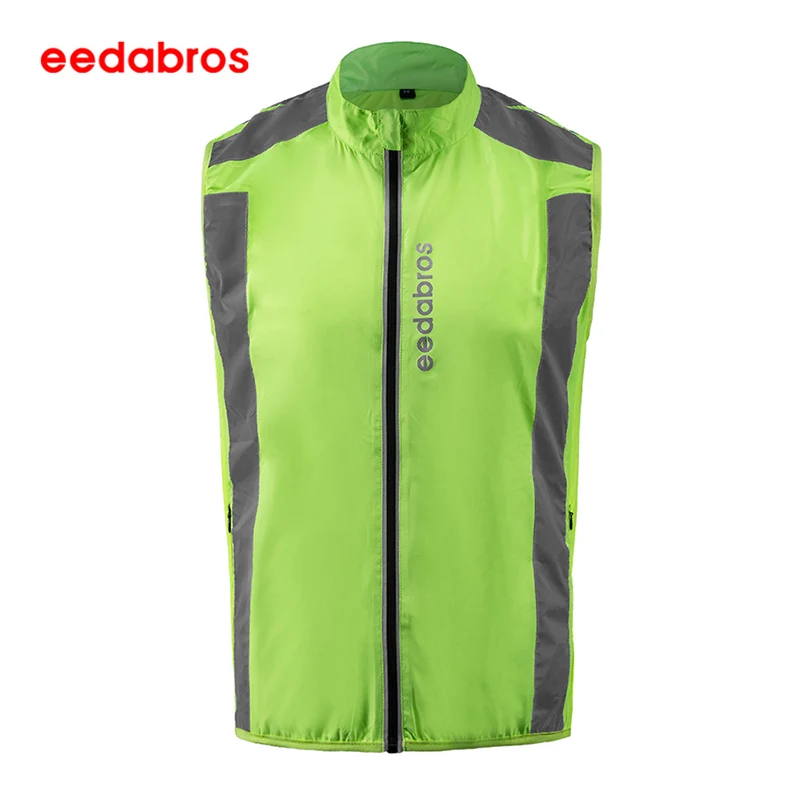

EEDABROS Cycling Reflective Vest Windproof Sleeveless Cycling Jersey Running Safety Sport Signal Comfortable Men Bicycle Vest