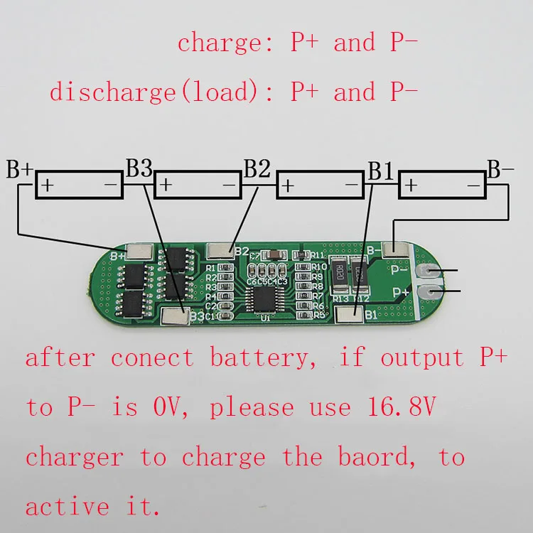Защитная плата для батарей BMS/PCM/PCB литий полимерная 6А 4 упаковок 18650 ионная