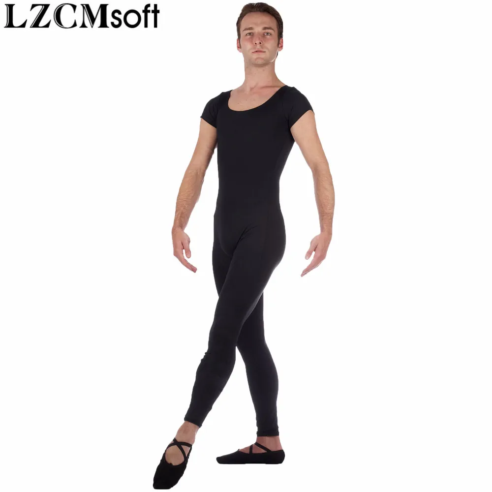 Lzcmsoft Men's Spandex Lycra Cap Sleeves Unitard Adult One Piece Black