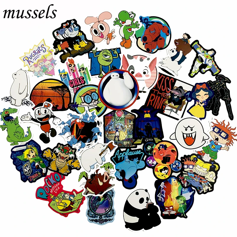

100Pcs European and American Cartoon Mixed Graffiti Sticker Big Hero 6 Adventure Time ForGuitar Skateboard Luggage Motorcycle