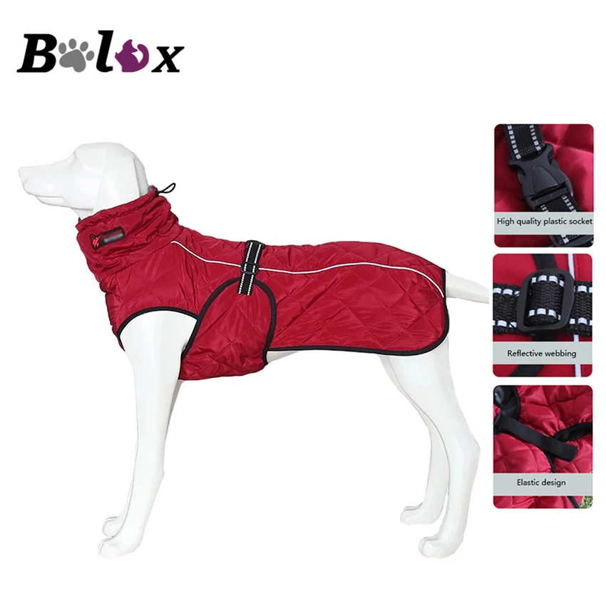 Куртка для собак, водонепроницаемое светоотражающее пальто для собак крупных пород, Зимняя Теплая Флисовая Куртка для питомцев, утолщенная Одежда для собак, товары для домашних животных