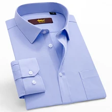 Мужская Повседневная деловая рубашка с длинным рукавом и карманом, белая, синяя, черная, умная мужская деловая рубашка