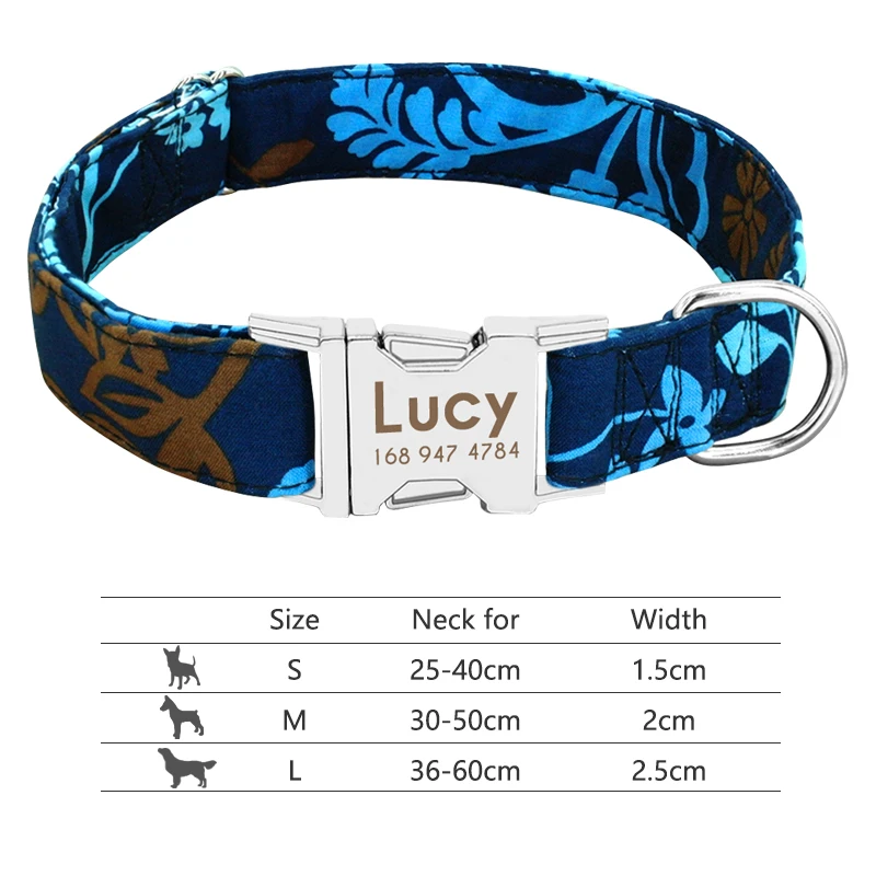 Reflective Nylon Dog Collar with Personalized Engraved ID Tag