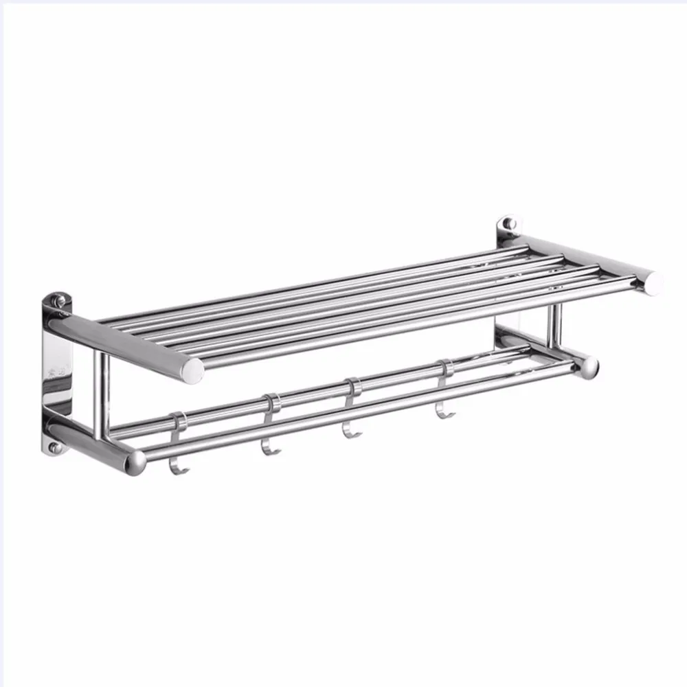 

Bathroom Towel Holder Bathroom Organizer Stainless Steel Wall-mounted Towel Rack Home Hotel Wall Shelf Hardware Accessory