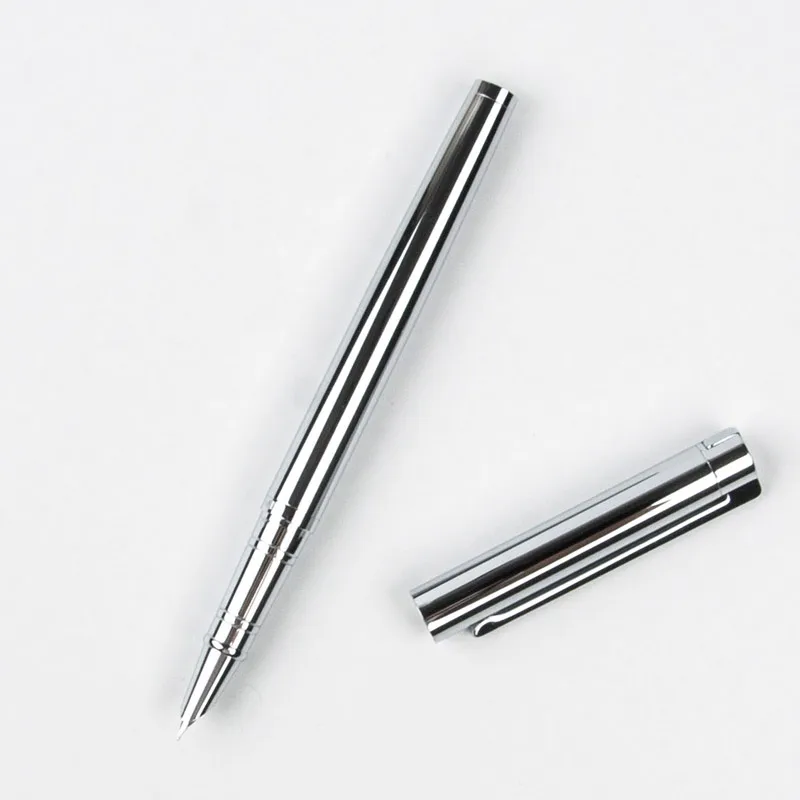 

Luxury brand Jinhao Shine Platinum Steel Stationery office school supplies Fine Hooded Nib Fountain Pen New
