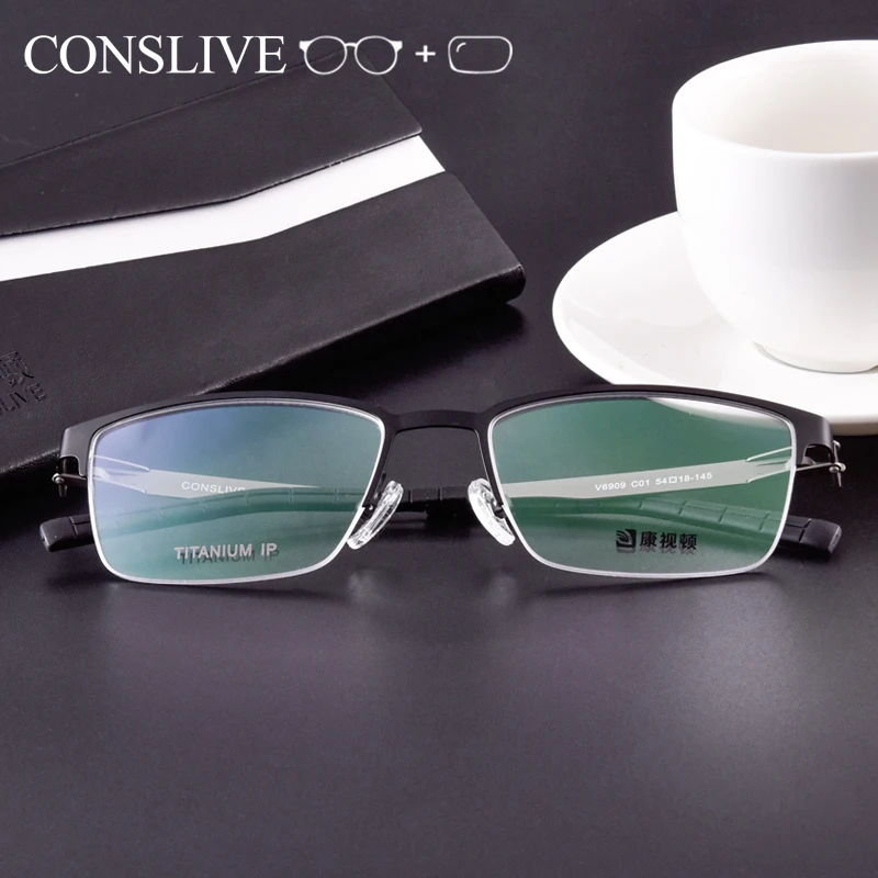 

Titanium Prescription Glasses Men Screwless Dioptric Frame Lenses Progressive Half Rimless Multifocal Eyeglasses Man V6909