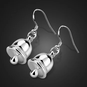 

The new fashion Stock jewelry silver color Christmas tinkle bell earrings jewelry for girls kids silver color earrings