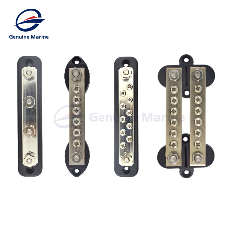 CARVIYA 4 6 8 Circuit Junction Block,32V DC 60A Dual Brass Bus Bars with Eight 8-32 Screw Terminals 4 6 8 Circuit 60A Combination 