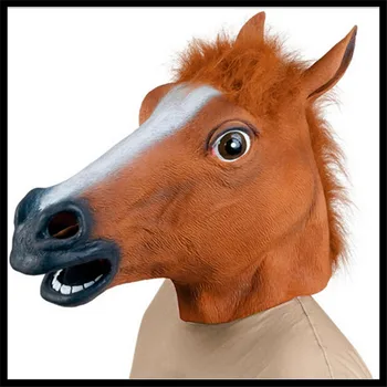 

Free shipping Animal Horse Head Mask Creepy Halloween Costume Theater Prop Novelty Latex Rubber Horse Face Mask