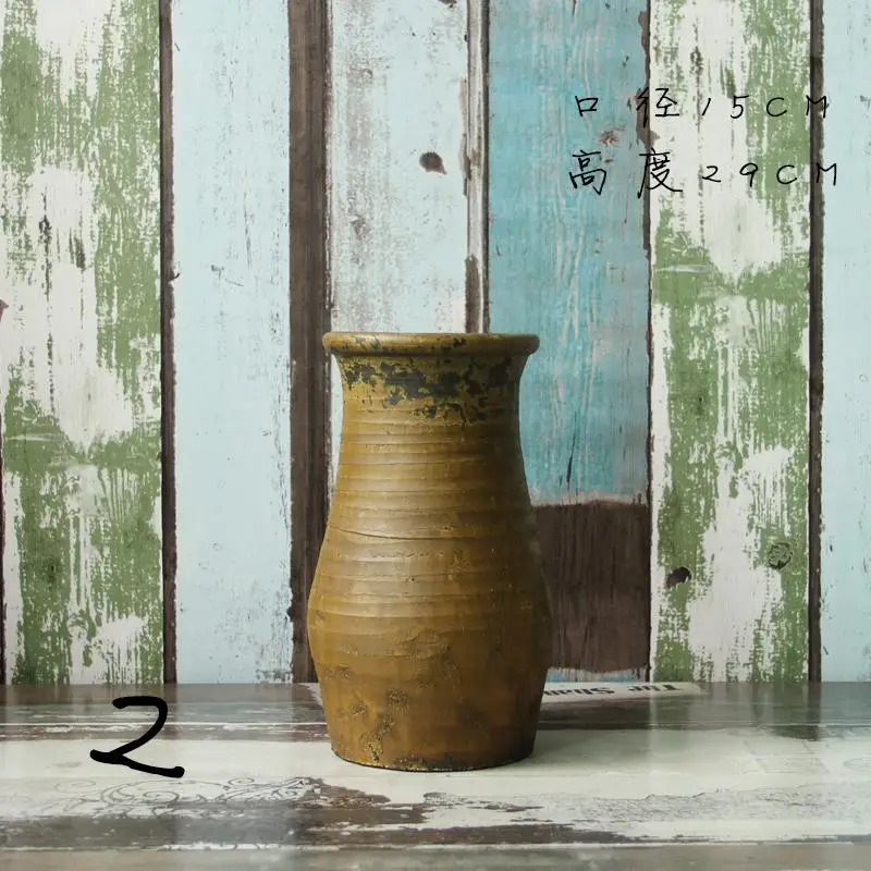 Глиняный горшок ваза цветок инсертер ретро старая керамическая ваза гостиная отель украшения дисплей художника дизайнер реквизит - Цвет: qy002