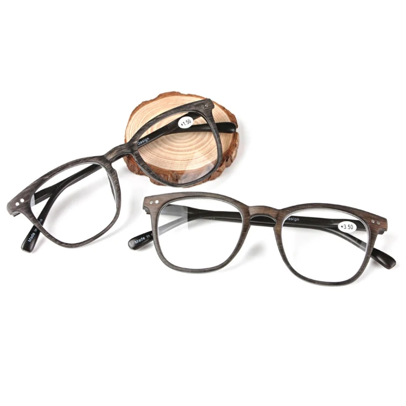 

Fashion Wood Grain Reading Glasses Presbyopic Eyeglass Unisex Spectacles Vintage Resin Lens Points 1.0 To 4.0