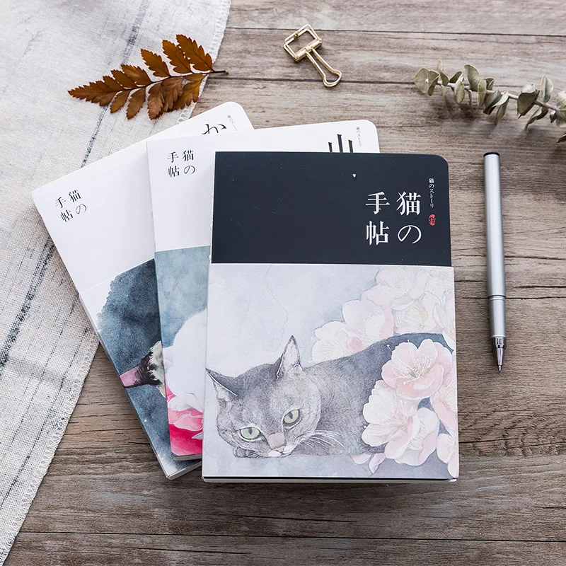 

New Blank Vintage Sketchbook Diary Drawing Painting 80 sheet Cute Cat Notebook paper Sketch Book Office School Supplies Gift