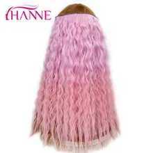 HANNE 24 дюйма 60 см 5 клипс длинные натуральные волнистые смешанные коричневый/синий/зеленый/розовый/серый/фиолетовый синтетические волосы на заколках для наращивания