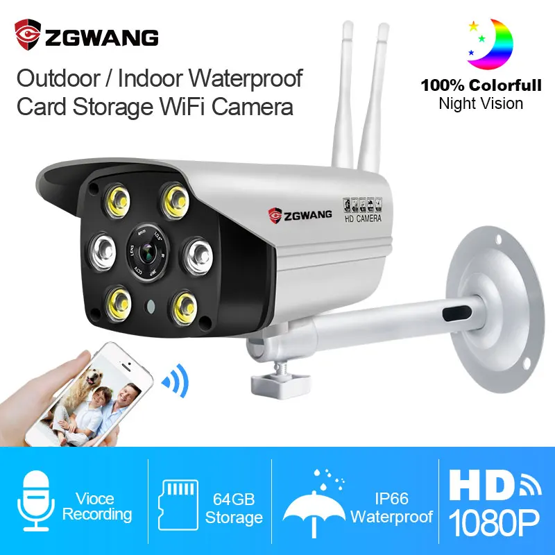 ZGWANG 1080P беспроводная wifi пуля ip камера наружная Водонепроницаемая наблюдения CCTV