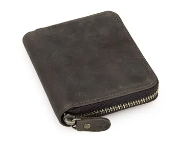 

Free Shipping Trend Design 100% Crazy Horse Leather Zipper Around Men Wallets #8083R