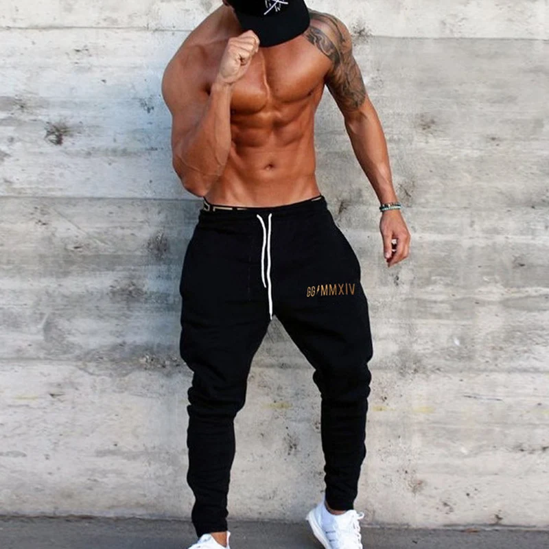 

Jogging Pants Men Sport Sweatpants Elastic Waist Running Pants Men Joggers Cotton Trackpants Slim Pants Bodybuilding Trousers