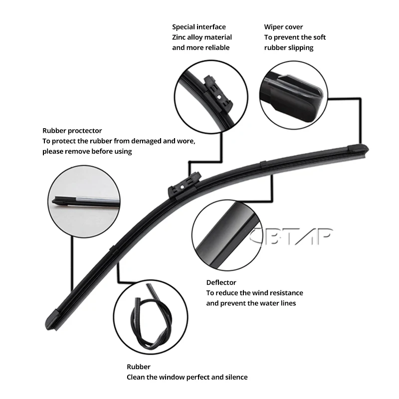 BTAP 26 ''+ 22'' для BMW 5 серии E39 1995-2003 щетки стеклоочистителя Новые комбинированные силиконовые резиновые бескостные стеклоочистители ветрового стекла