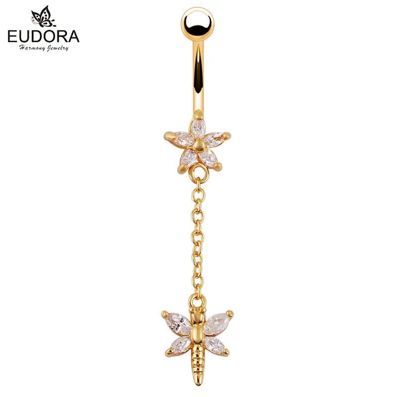 Gold Color Sexy Dangle Long Belly Navel Ring Barbell Body Piercing