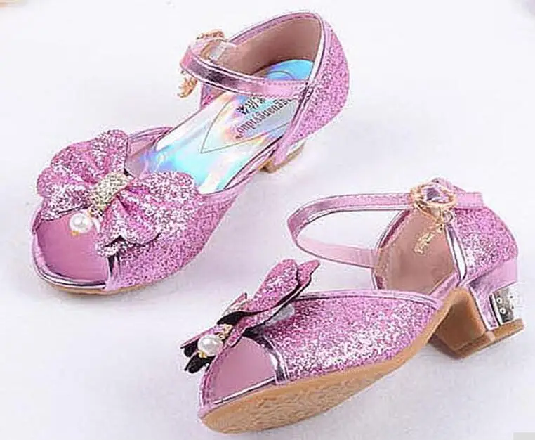 AI Лян девочек свадьбы сандалии для девочек Кристалл Обувь на высоких каблуках Банкетный розового золота синий золотой морских свинок бренд