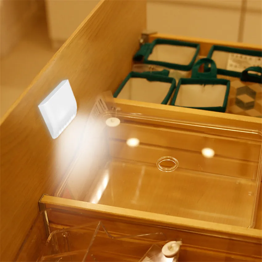 Лампа с датчиком движения светодиодный светильник PIR ночник с датчиком движения 6 светодиодный/7 светодиодный Ночной светильник с интеллектуальным для шкафа ящика спальни