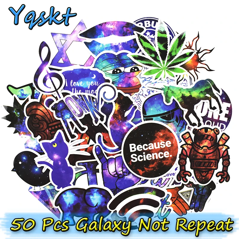 

50 Pcs Galaxy Cool Stickers for Laptop Skateboad Bicycles Phone Car Styling Motorcycle Fashion Vinyl Decals Fashion DIY Sticker