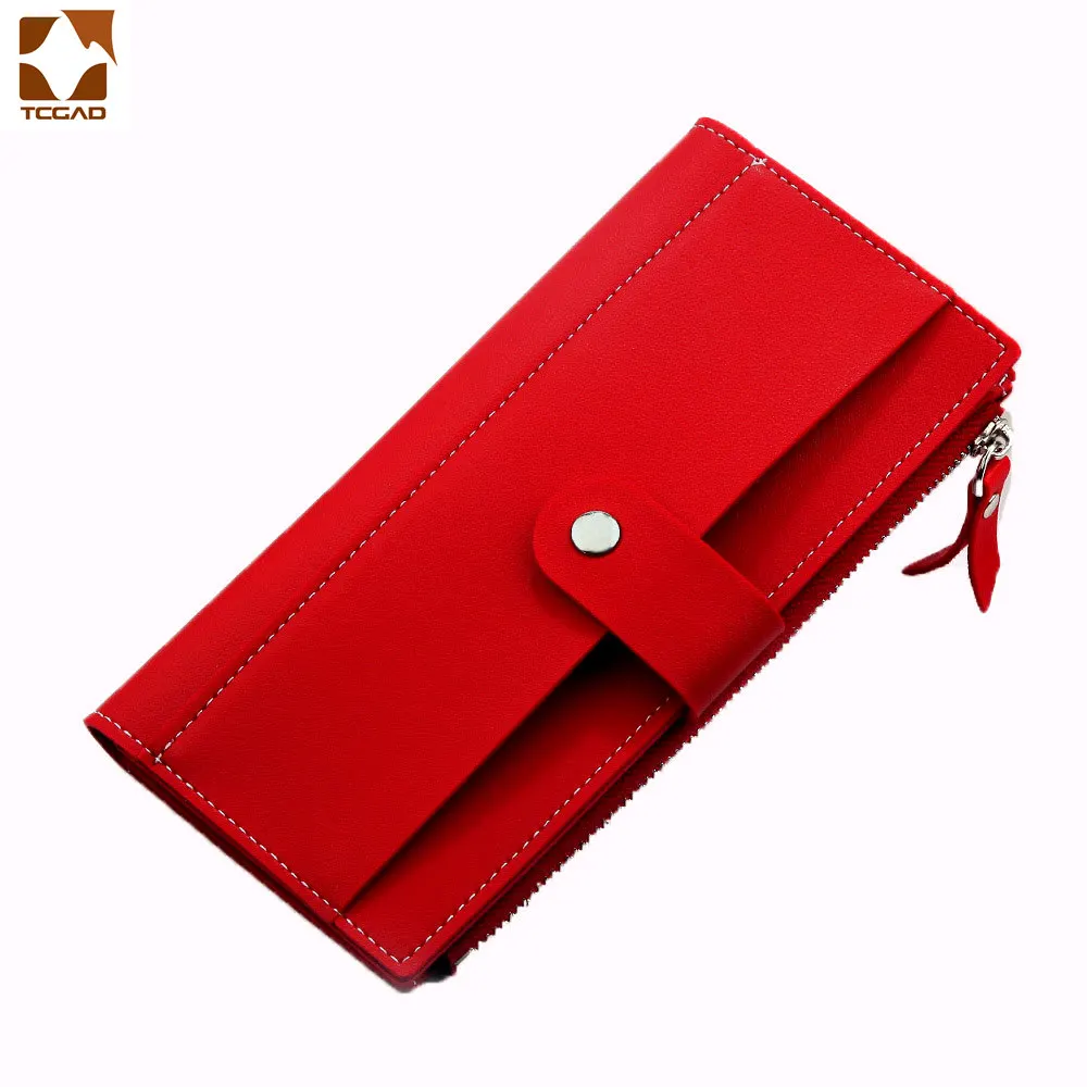 

2021 women's wallet Long PU Red Wallet porte feuille femme Female Purse Clutch Money woman Wallet billetera mujer carteras