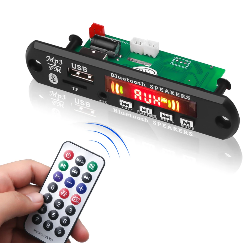 Color Screen DC12V/5V MP3 Decoder Board Bluetooth5.0 Audio Recording APE FLAC MP3 WMA WAV TF USB Sound Aux Microphone DIY Module