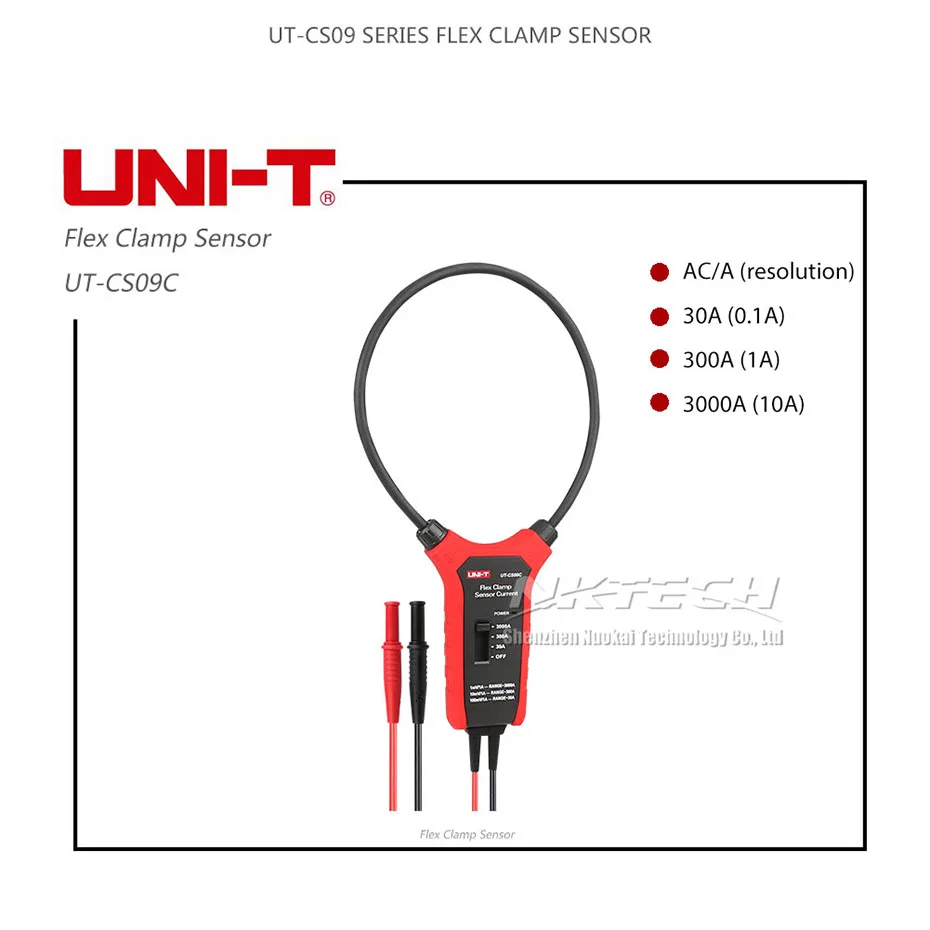 UNI-T UT-CS09C UT-CS09A Flex Clamp Сенсор метр Цифровой мультиметр 1.5A~ 3000A высокая гибкая переменного тока Амперметр щупы осциллографа Тесты