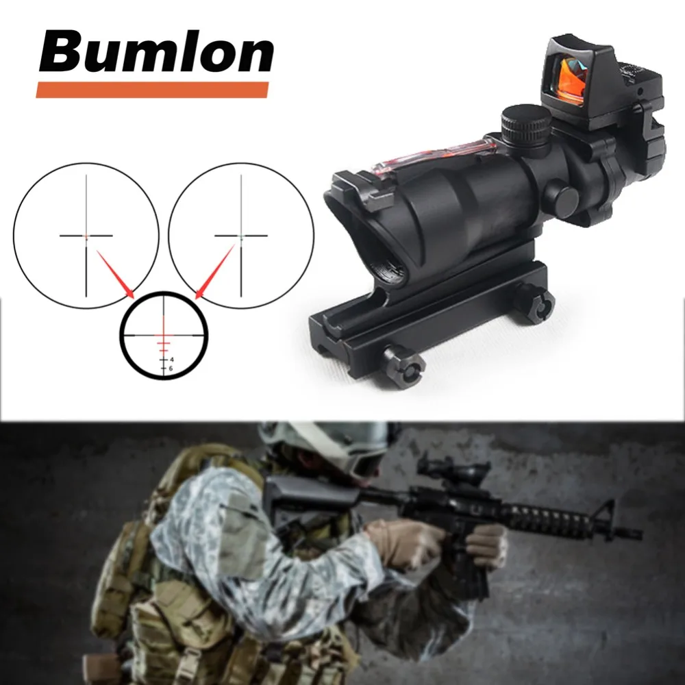 Тактический прицел оптический красный зеленый волокно Red Dot оптическим 4X32 с