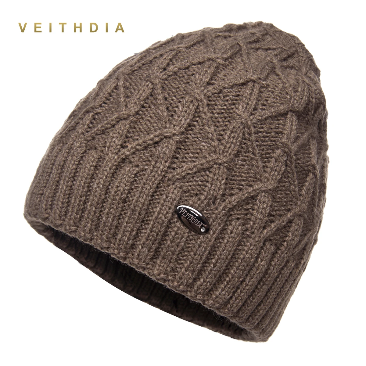 Зимние мужские шапки VEITHDIA двухслойные вязаные шерстяные облегающие