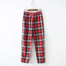 Осенние женские повседневные клетчатые свободные пижамы, женские длинные ночные штаны, женские высококачественные брюки из хлопка XL