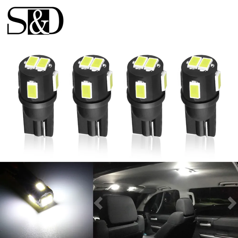 

4Pcs T10 W5W Led Bulb 194 168 Car Interior Dome Reading Lamp License Plate Light Clearance Door 6000K White 12V Auto Led Bulb