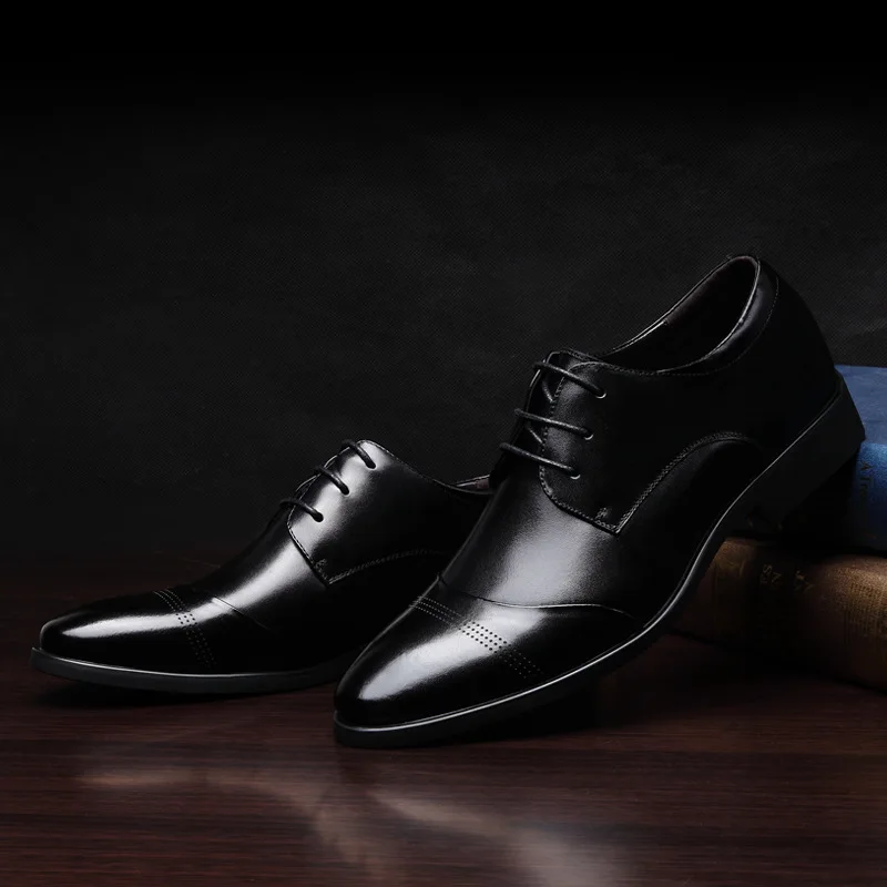 Fashion Mens Business Shoes Black Brown Soft Leather Male Brand Footwear Pointed toe Men's Casual Shoes KA095