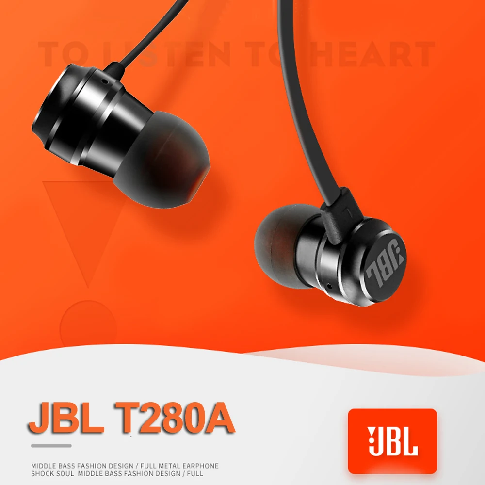 JBL T280A 3,5 мм проводные наушники стерео музыкальные наушники Hands-free с микрофоном шумоизоляция гарнитура