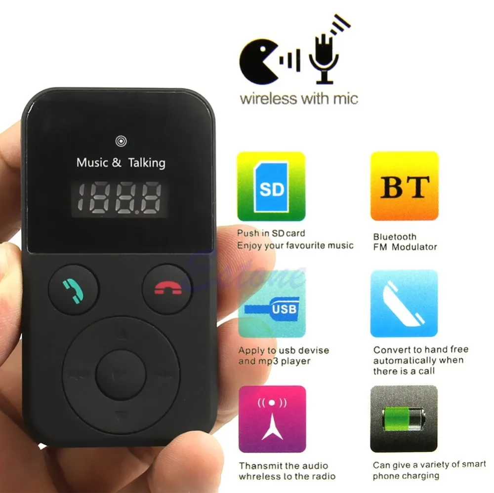 1 Set Car Kit Handsfree Bluetooth MP3 Wireless FM Transmitter USB SD LCD Remote Control