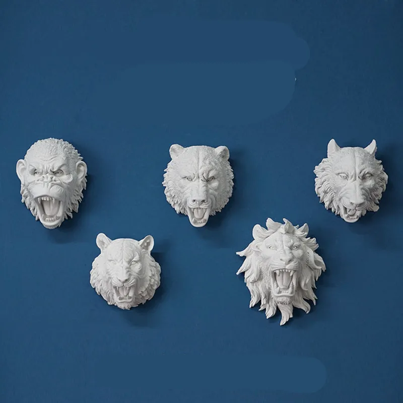 

Angry Animal Head Creative Resin Wall Decoration Bear King Kong Lion Tiger Wolf Head Wall Hanging Ornaments Best Gift R107