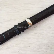 20 мм(пряжка 18 мм) T019430 высокое качество Серебряная Бабочка Пряжка+ черный ремешок из натуральной кожи