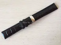 20 мм (пряжка 18 мм) T019430 высокое качество Серебряная Бабочка Пряжка + черный ремешок из натуральной кожи - изображение