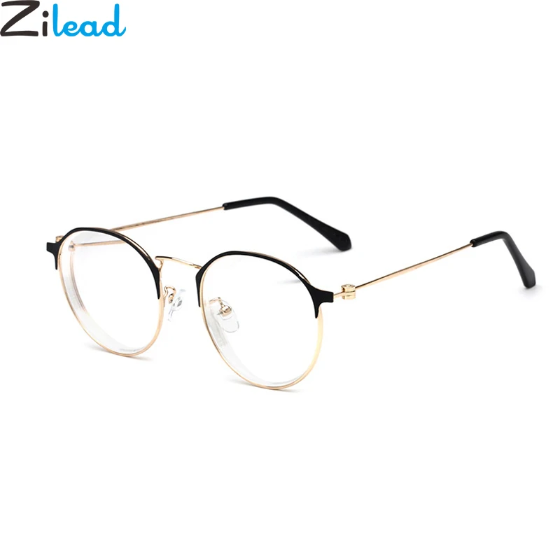 

Zilead Metal Half Frame Round Fnished Myopia Glasses Women Clear Shortsighted Eyeglasses Nearsighted Eyewear Unisex