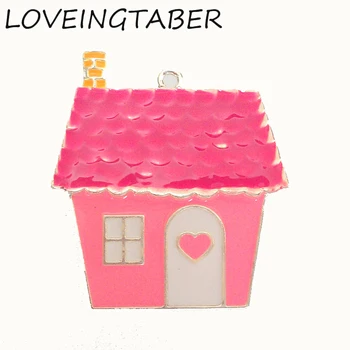 

Newest 39mm*37mm 10pcs /lot Full Enamel Sweet House Pendant For Fashion Jewelry Making