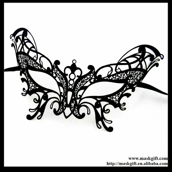 Black Butterfly Design Laser Cut Metal Masquerade Mask