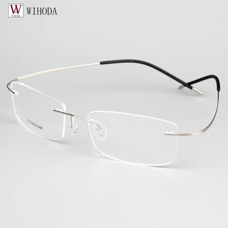 

Ultralight B Pure Titanium Rimless Glasses Frame Men Prescription Eyeglasses Myopia Optical Frames Vintage Square Eyewear F100