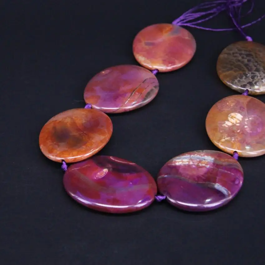 

15.5"/strand Large Natural Purple Agates Oval Slab Nugget Pendant Beads,Raw Gems Stone Slice Necklace Jewelry Making Supplier