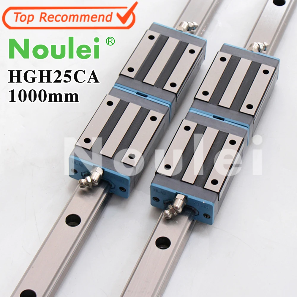 

Noulei 2pcs 1m Linear Guide Rail L 1000mm + 4pcs HGH25CA carriage Guideway