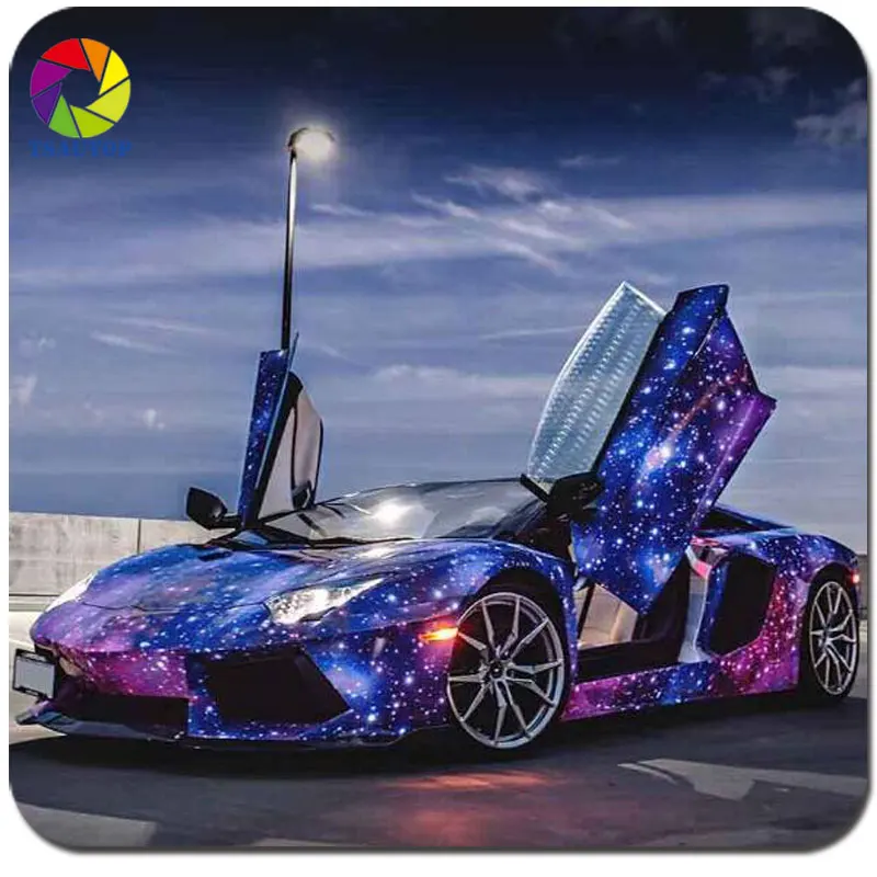 2016 Top Quality 1.52*30m Popular Purple Star Galaxy Car Wrap Vinyl