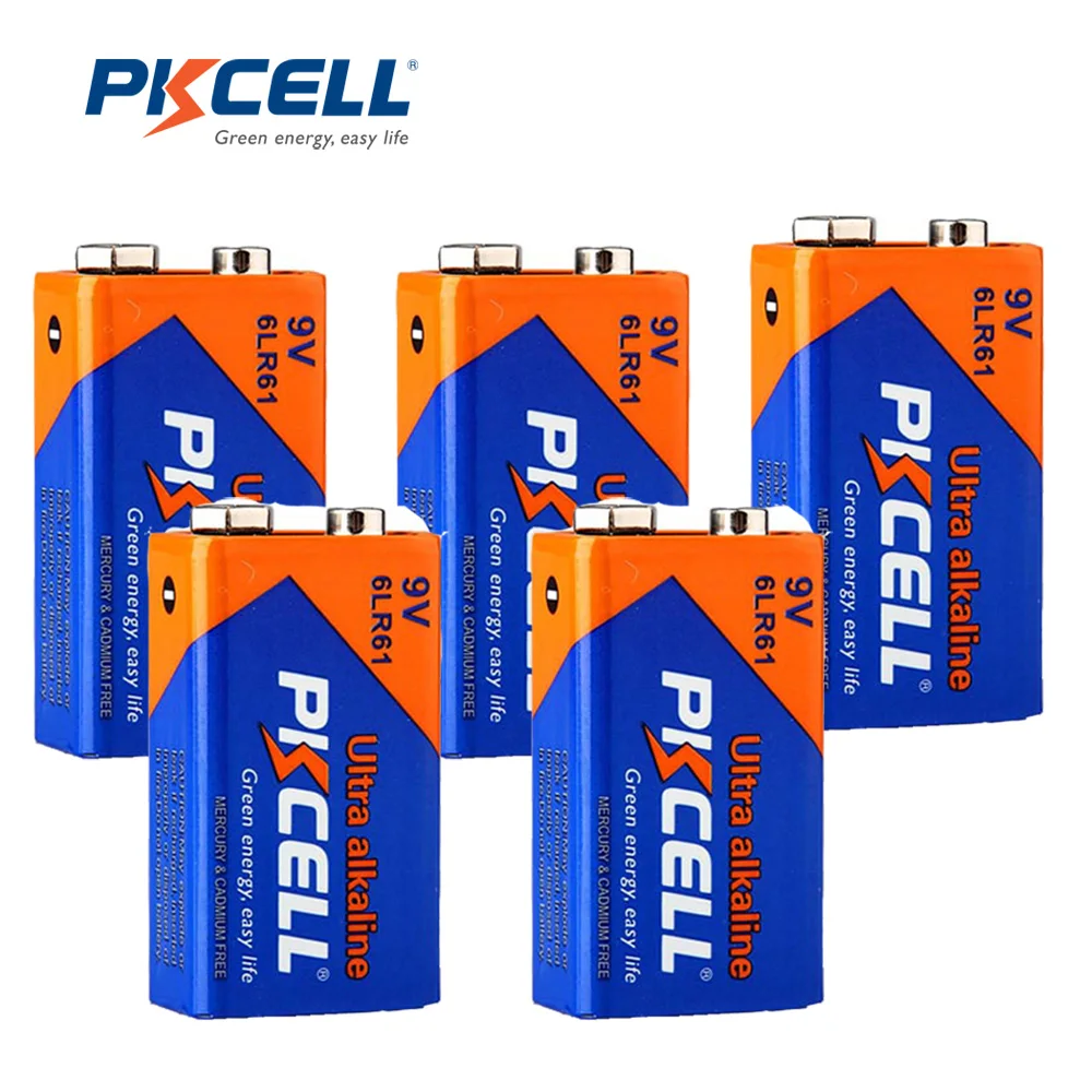 5 шт. * батарейки PKCELL 9 V 6LF22 6LR61 PPP3 1604A щелочной Батарея не перезаряжаемые