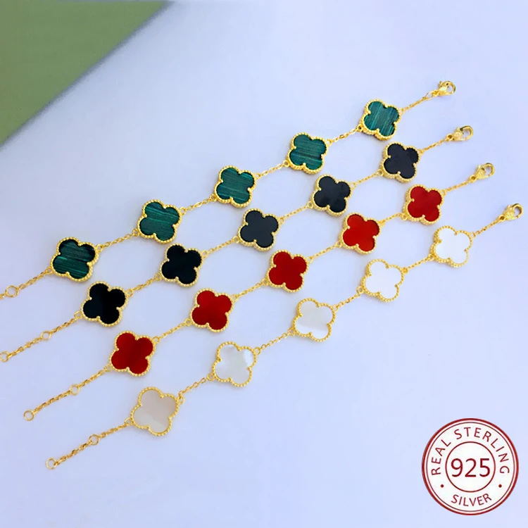 

S925 sterling silver four-leaf clover bracelet female models European and American fashion hand jewelry Christmas gifts